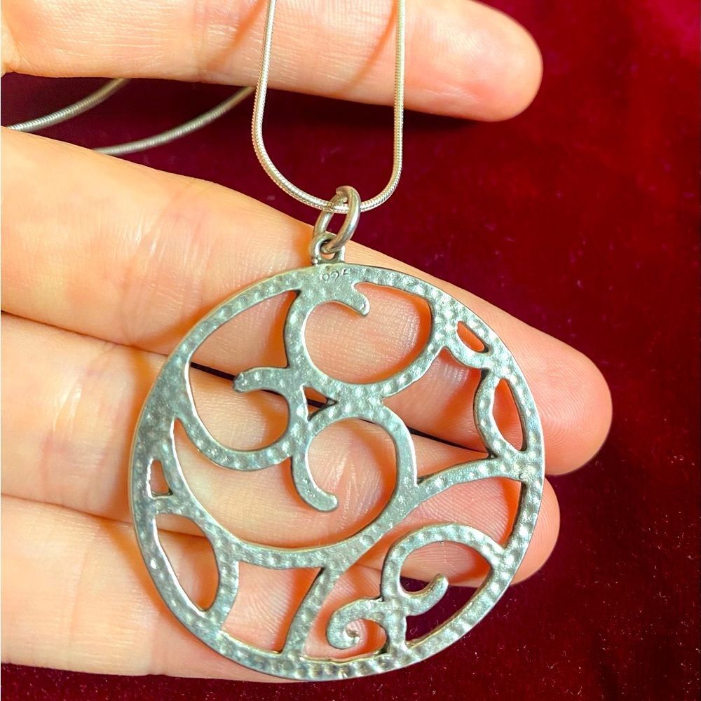 NWOT Taxco Mexico Vtg 925 Silver Scroll Filigree Openwork Pendant & Earring Set - Picture 3 of 5